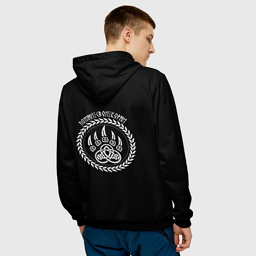 Мужская толстовка Грозный медведь с знаком лапа медведя / 3D-Черный – фото 4