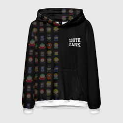 Толстовка-худи мужская Персонажи Южный парк и лого, цвет: 3D-белый