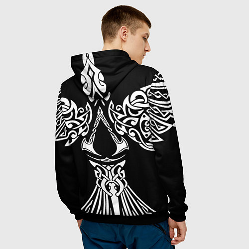 Мужская толстовка Силуэт ворона - Aссасинс Крид / 3D-Черный – фото 4