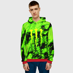 Толстовка-худи мужская Monster energy кислотное лого, цвет: 3D-красный — фото 2