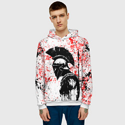 Толстовка-худи мужская Воин Спарты, цвет: 3D-белый — фото 2