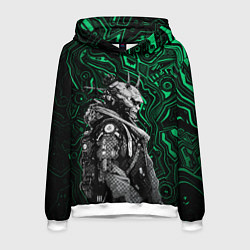 Толстовка-худи мужская Японский кибернетический Они, цвет: 3D-белый