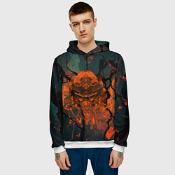 Толстовка-худи мужская Шлем кибернетического самурая, цвет: 3D-белый — фото 2