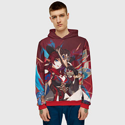 Толстовка-худи мужская Chasca Genshin Impact, цвет: 3D-красный — фото 2