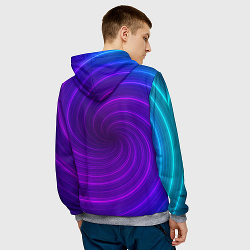 Мужская толстовка Фиолетовая спираль / 3D-Меланж – фото 4