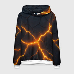 Толстовка-худи мужская Молнии и черные плиты, цвет: 3D-белый