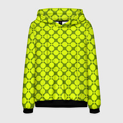 Толстовка-худи мужская Желто зеленый неоновый узор ретро в горох, цвет: 3D-черный