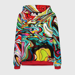 Толстовка-худи мужская Абстракция пластика красно-жёлтый, цвет: 3D-красный