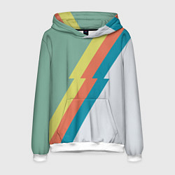 Толстовка-худи мужская Рок молния Боуи весенняя палитра, цвет: 3D-белый