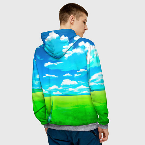 Мужская толстовка Розовый заяц с мечом из морковки / 3D-Меланж – фото 4