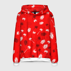 Толстовка-худи мужская Текстура красной гавайской рубашки, цвет: 3D-белый