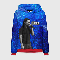 Толстовка-худи мужская Bones стоит с микрофоном, цвет: 3D-красный