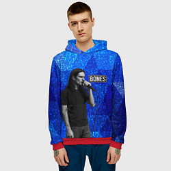 Толстовка-худи мужская Bones стоит с микрофоном, цвет: 3D-красный — фото 2