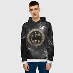 Толстовка-худи мужская Bones с лисой - готика, цвет: 3D-белый — фото 2
