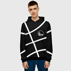 Толстовка-худи мужская Голден Стэйт Уорриорз - текстура черного мяча, цвет: 3D-черный — фото 2