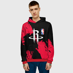 Толстовка-худи мужская Хьюстон Рокетс - брызги краски, цвет: 3D-красный — фото 2