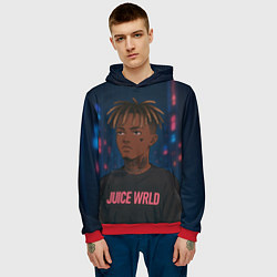 Толстовка-худи мужская Juice WRLD - Неоновый аниме арт, цвет: 3D-красный — фото 2