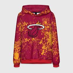 Толстовка-худи мужская Майами Хит - брызги красок, цвет: 3D-красный