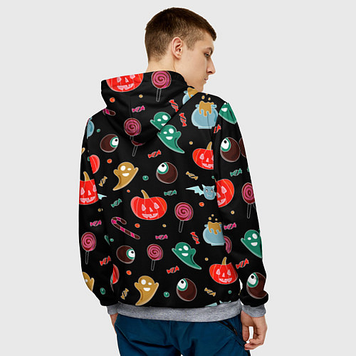 Мужская толстовка Halloween red pumpkin / 3D-Меланж – фото 4