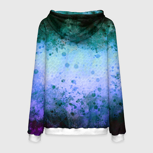 Мужская толстовка Абстракция - blue-green acid / 3D-Белый – фото 2