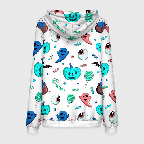Мужская толстовка Halloween light blue pumpkin / 3D-Белый – фото 2