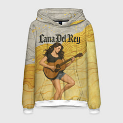 Толстовка-худи мужская Lana Del Rey с гитарой, цвет: 3D-белый