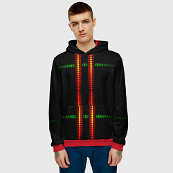 Толстовка-худи мужская Neon black green circles, цвет: 3D-красный — фото 2