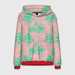 Толстовка-худи мужская Palm turquoise pink, цвет: 3D-красный