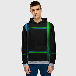 Толстовка-худи мужская Neon green light blue, цвет: 3D-меланж — фото 2