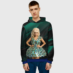 Толстовка-худи мужская Леди Гага в платье из дисков, цвет: 3D-синий — фото 2