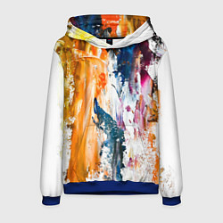 Толстовка-худи мужская Разноцветные мазки кисти на палитре художника, цвет: 3D-синий
