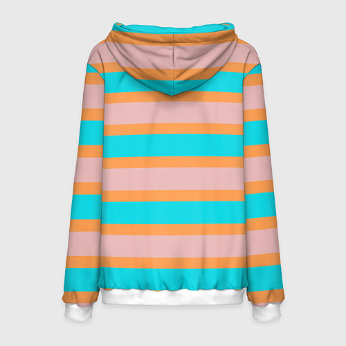 Мужская толстовка Полосы бирюзово-розовые / 3D-Белый – фото 2