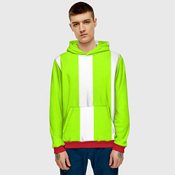 Толстовка-худи мужская Color light green white stripes, цвет: 3D-красный — фото 2