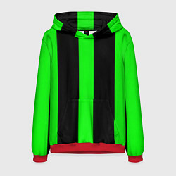 Толстовка-худи мужская Color green black lines, цвет: 3D-красный