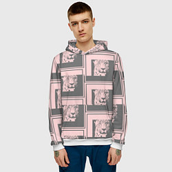 Толстовка-худи мужская Леопард в рамке, цвет: 3D-белый — фото 2