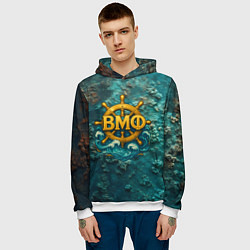 Толстовка-худи мужская Штурвал ВМФ на морском дне, цвет: 3D-белый — фото 2