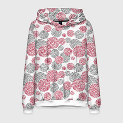 Толстовка-худи мужская Крупный красный серый горох с леопардовой текстуро, цвет: 3D-белый