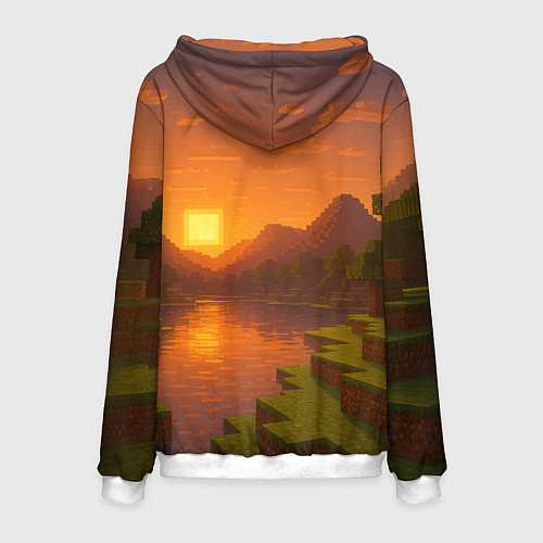 Мужская толстовка Закат - Minecraft / 3D-Белый – фото 2