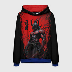 Толстовка-худи мужская Они воин самурай, цвет: 3D-синий