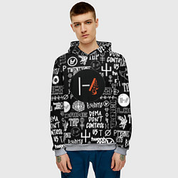 Толстовка-худи мужская Twenty one pilots rock logo, цвет: 3D-меланж — фото 2