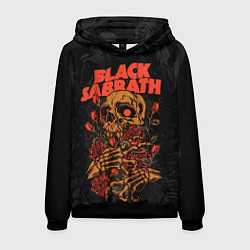 Толстовка-худи мужская Black Sabbath skeleton with roses, цвет: 3D-черный
