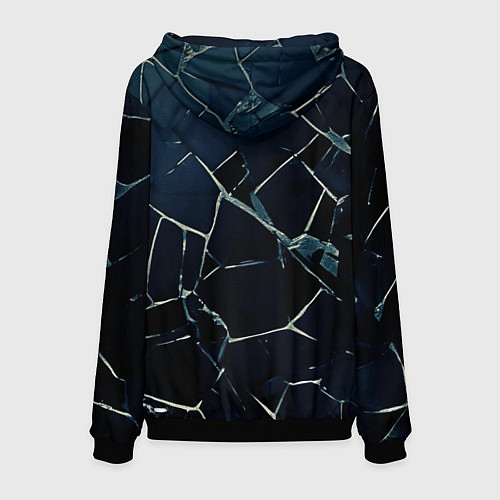 Мужская толстовка Тёмный чёрно-синий битые плиты / 3D-Черный – фото 2