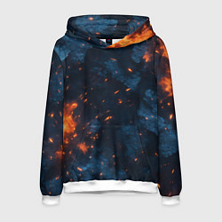 Толстовка-худи мужская Синий камуфляж с искрами, цвет: 3D-белый