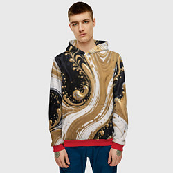 Толстовка-худи мужская Черный агат и жидкое золото, цвет: 3D-красный — фото 2