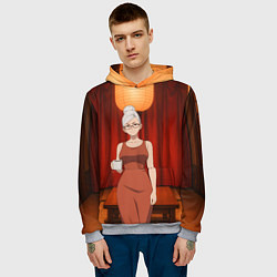 Толстовка-худи мужская Dandadan Seiko в красном платье, цвет: 3D-меланж — фото 2