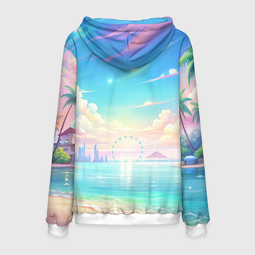 Мужская толстовка Дандадан Сиратори Айра на берегу моря / 3D-Белый – фото 2