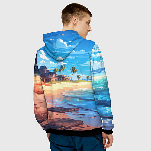 Мужская толстовка Дандадан Сиратори Айра с ракушкой в руках / 3D-Черный – фото 4