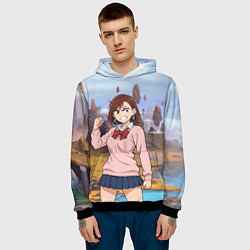 Толстовка-худи мужская Сиратори Айра злая - Дандадан, цвет: 3D-черный — фото 2