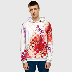 Толстовка-худи мужская Красный узор на белом, цвет: 3D-белый — фото 2
