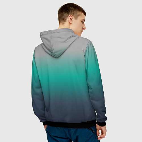 Мужская толстовка Градиент серо-зеленый / 3D-Черный – фото 4